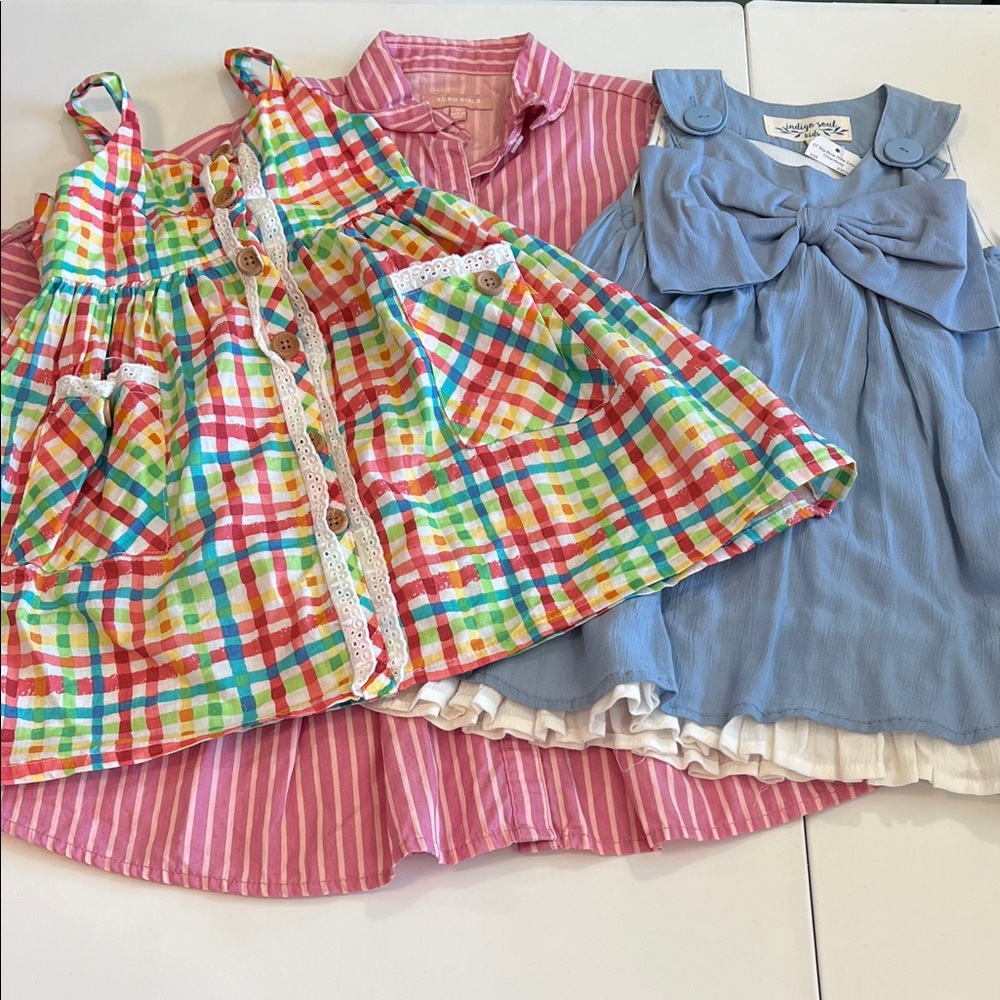 Bundle of‎ 3 dress, 2T/3T - Cotton, colorful, plaid, stripes, nwt